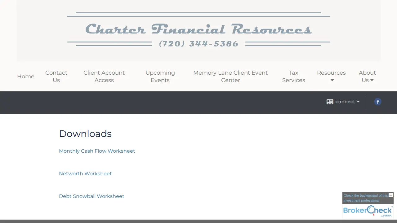 Charter Financial Resources page