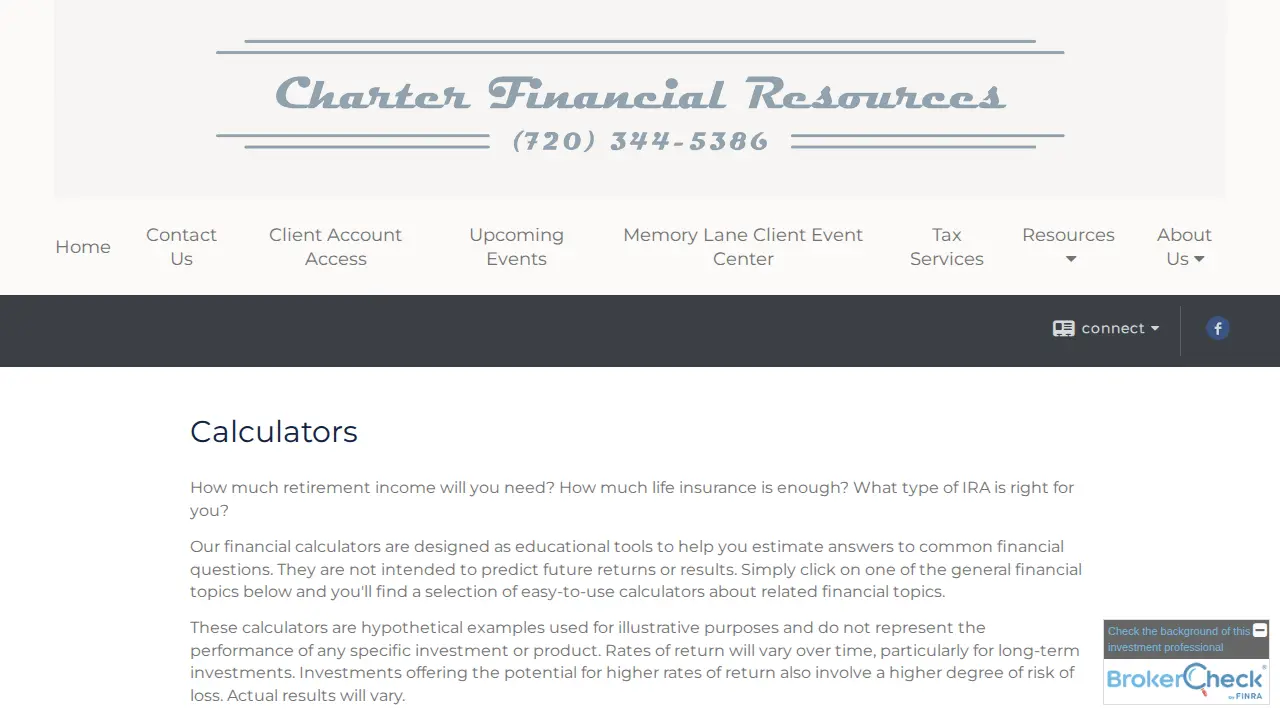 Charter Financial Resources page