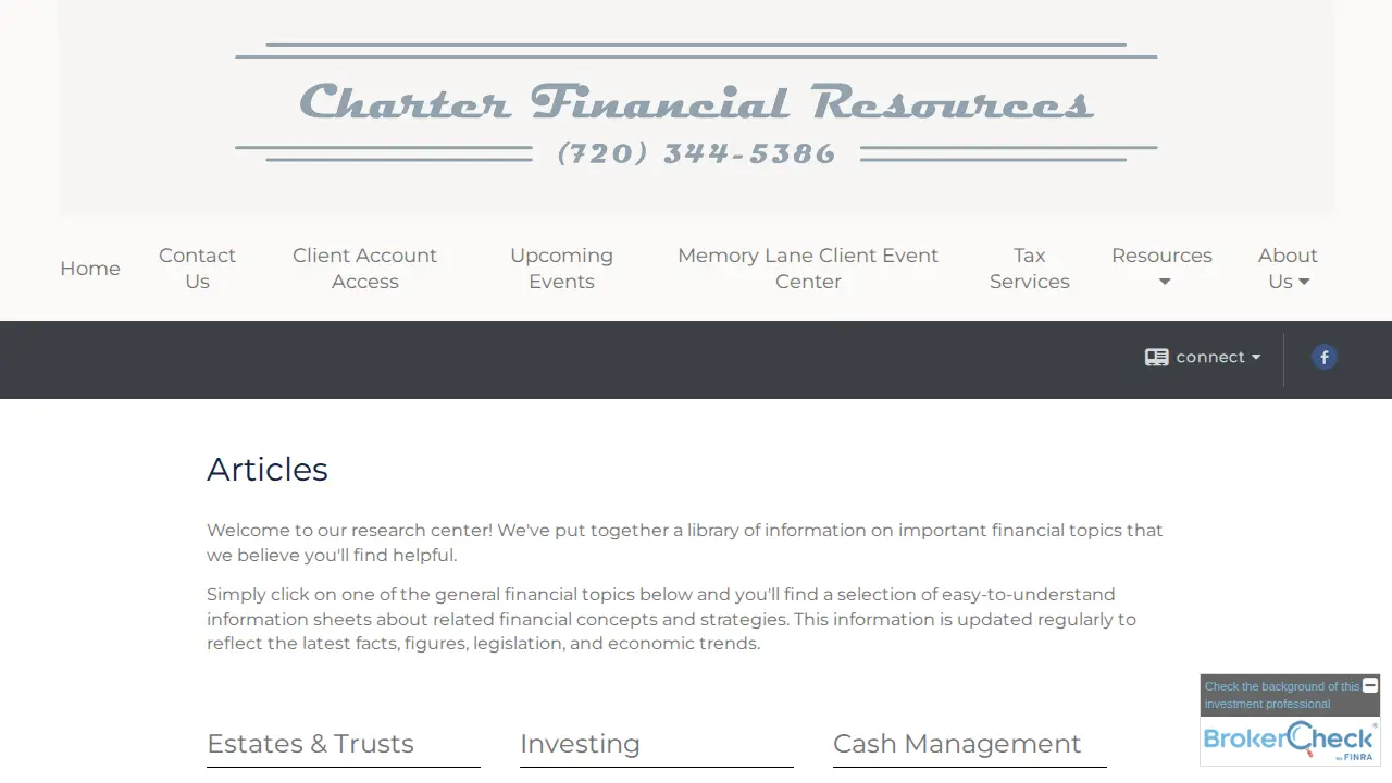 Charter Financial Resources page