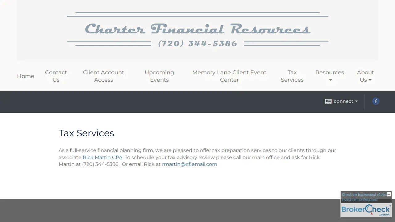 Charter Financial Resources page