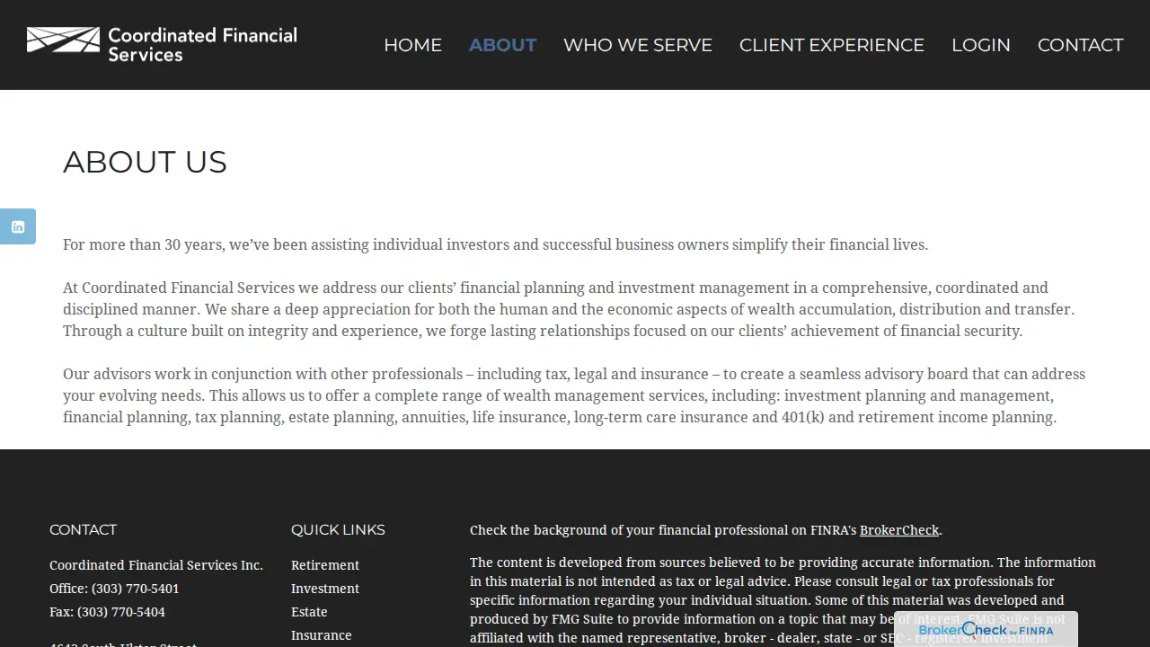 Coordinated Financial Services, Inc. page