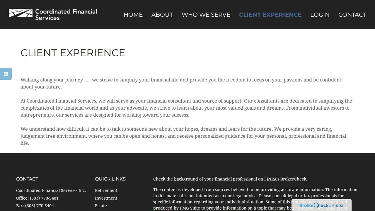 Coordinated Financial Services, Inc. page
