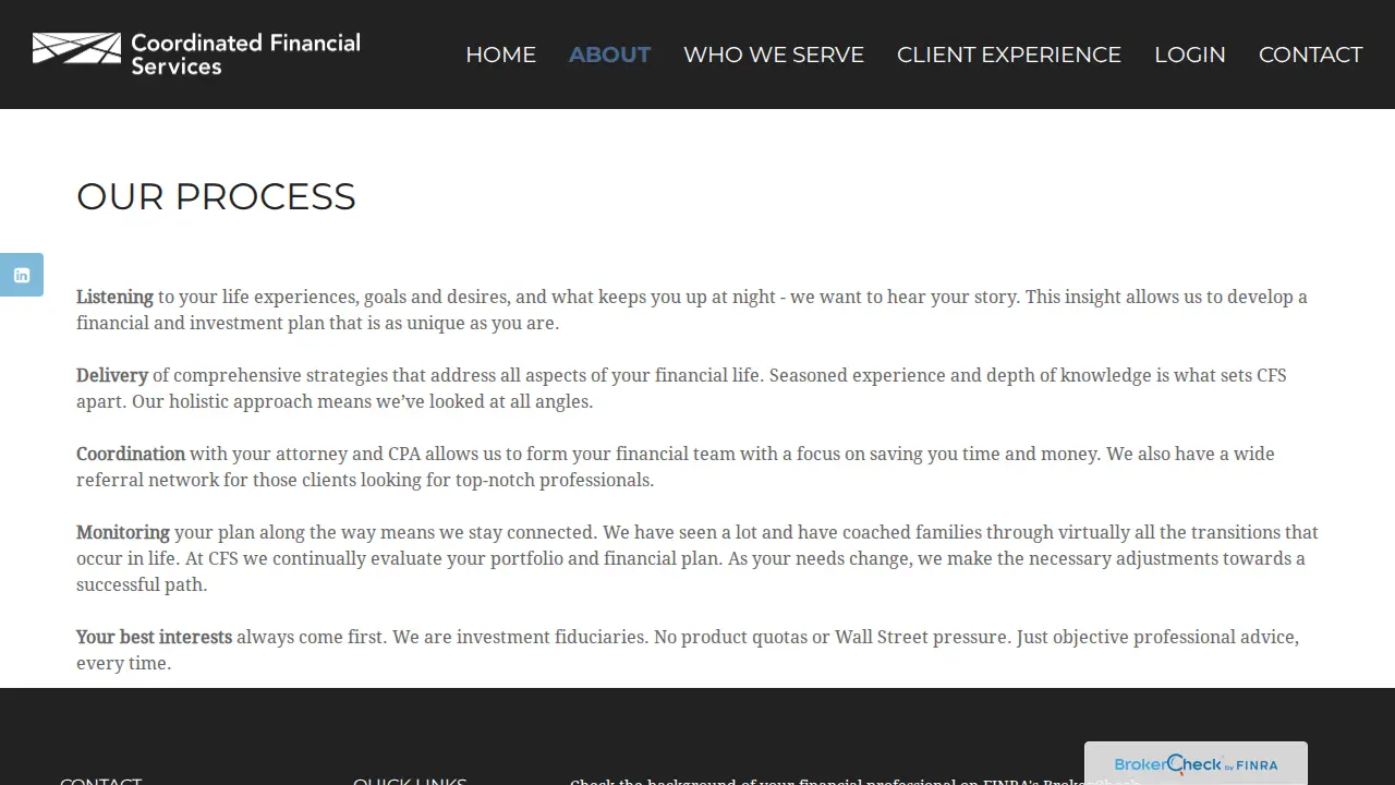 Coordinated Financial Services, Inc. page