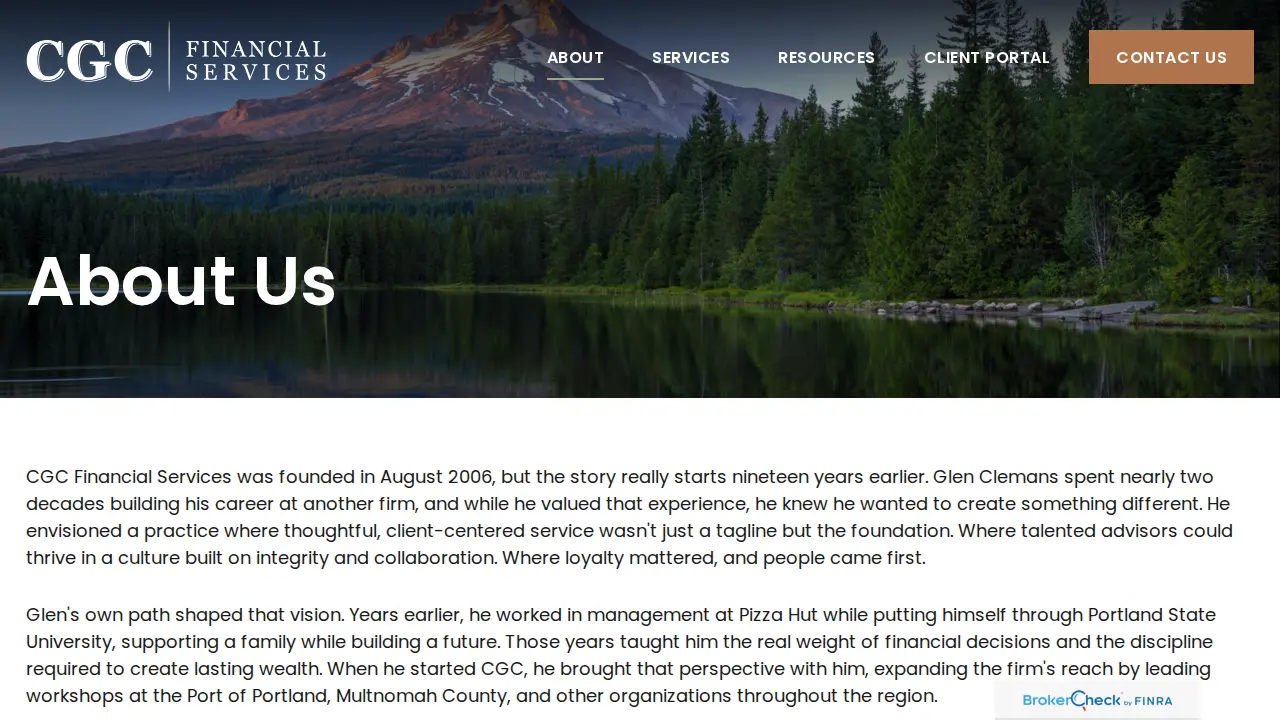 CGC Financial Services page