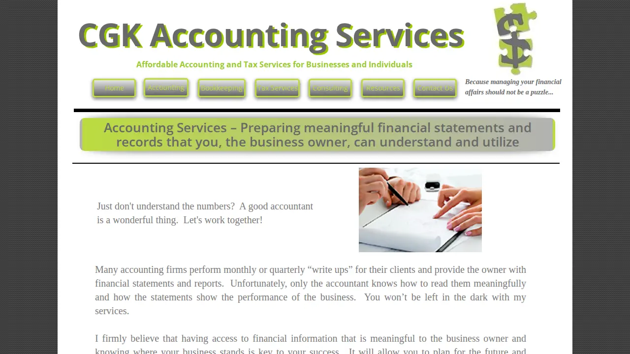 CGK Accounting Services page