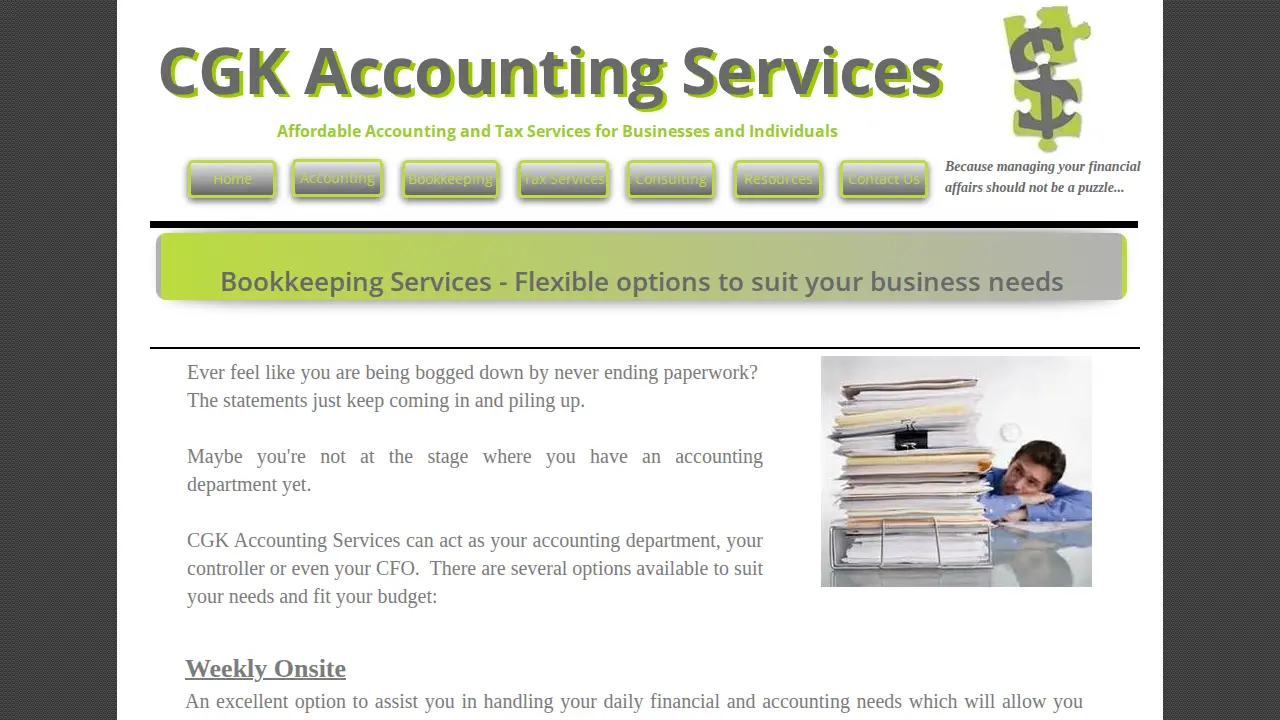 CGK Accounting Services page