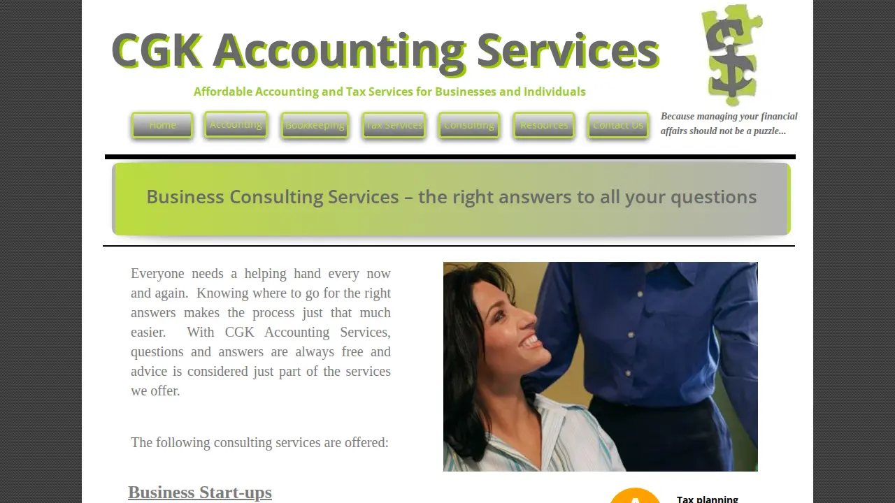 CGK Accounting Services page