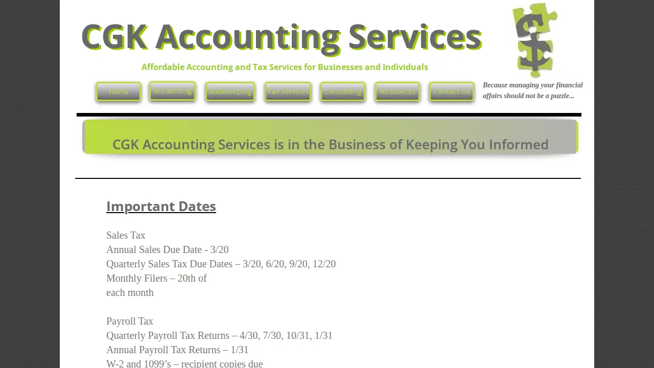 CGK Accounting Services page