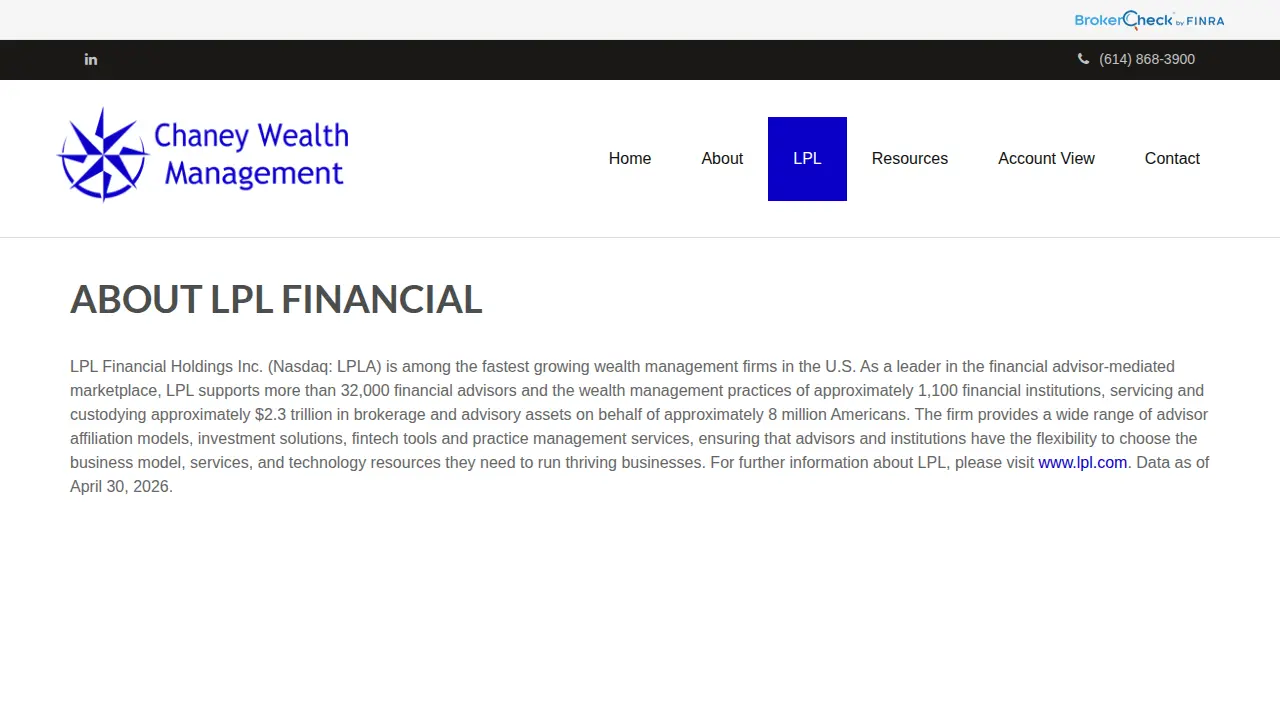 Chaney Wealth Management page