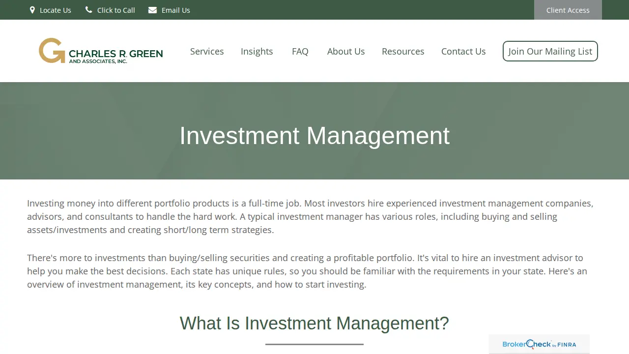 Charles R. Green & Associates, Inc. page