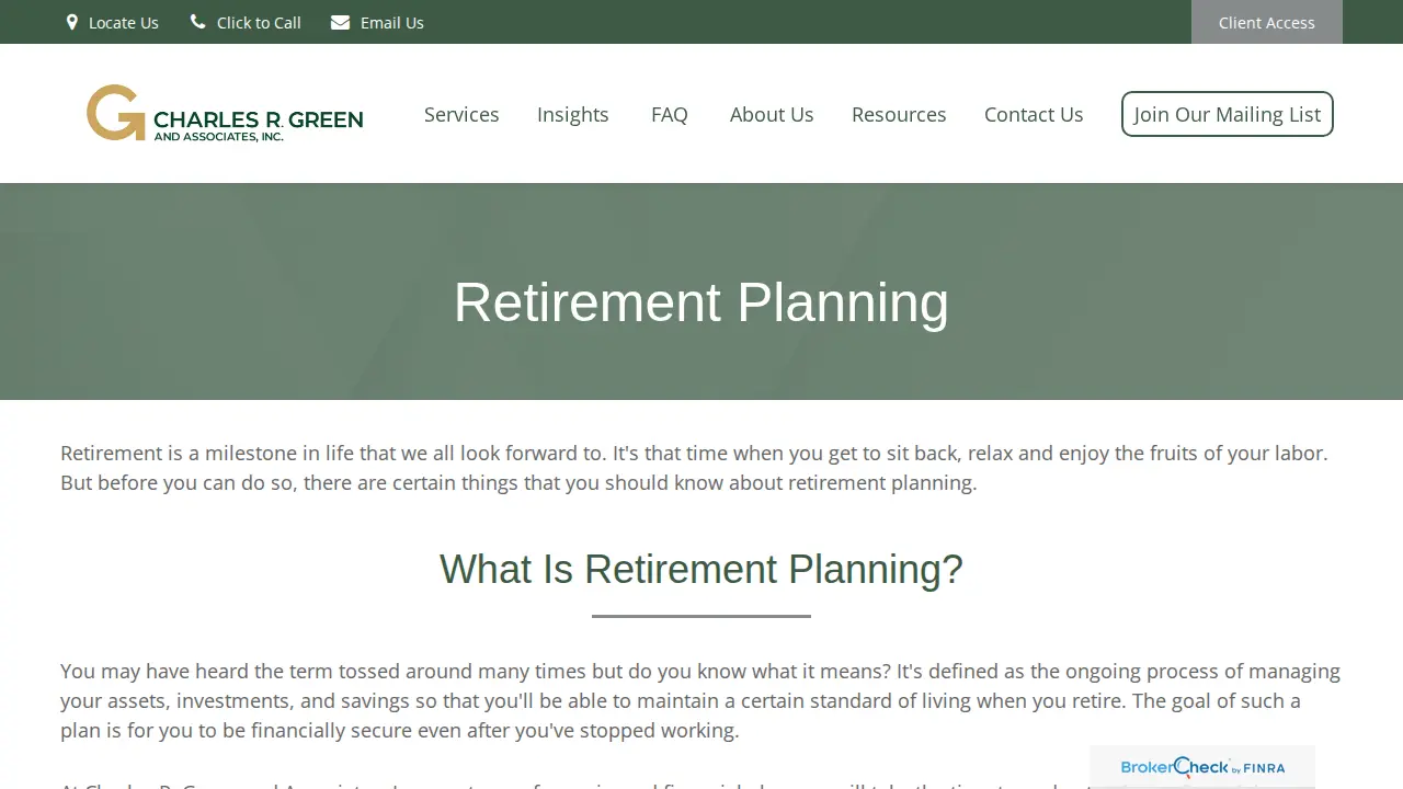 Charles R. Green & Associates, Inc. page