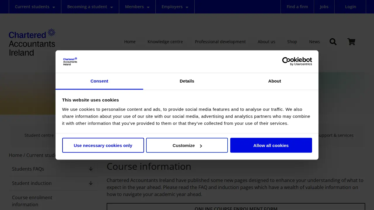 Chartered Accountants Ireland page
