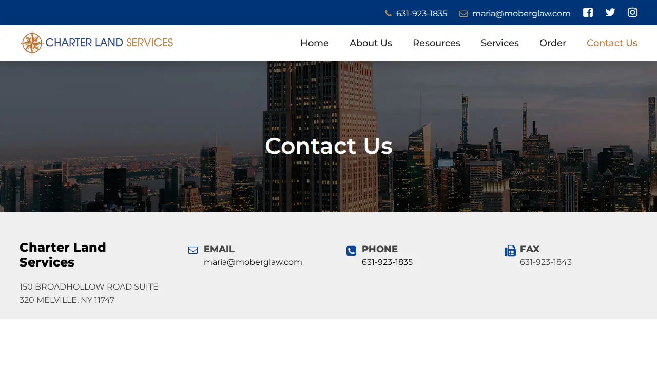 Charter Land Services page