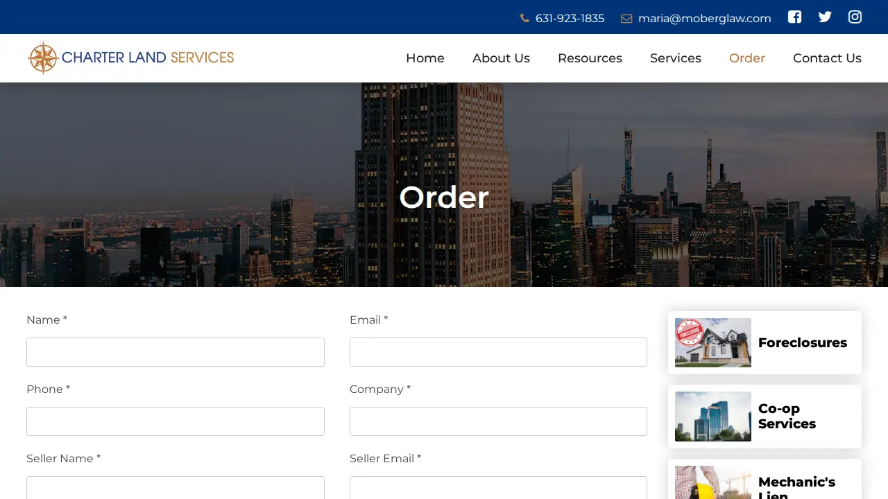 Charter Land Services page