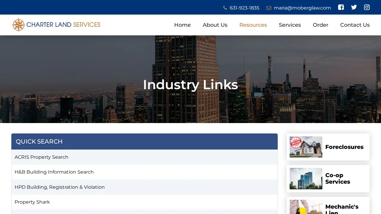 Charter Land Services page