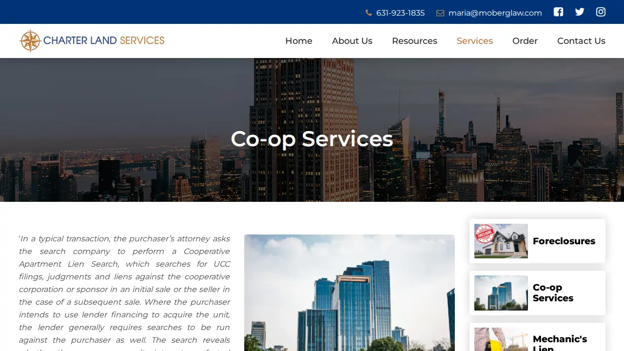 Charter Land Services page