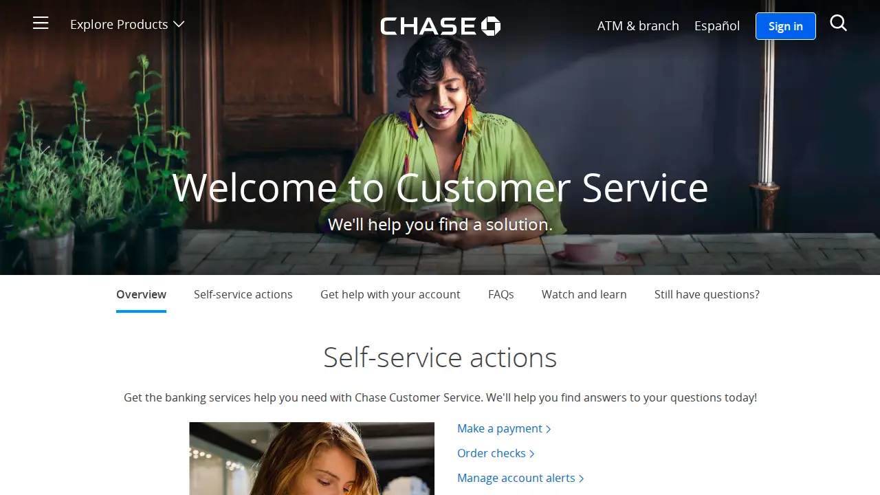 Chase Bank page