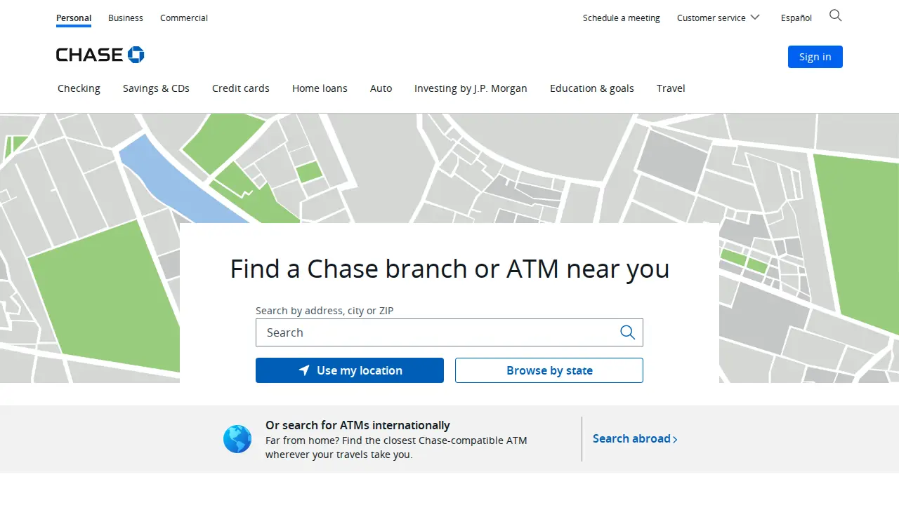 Chase Bank page