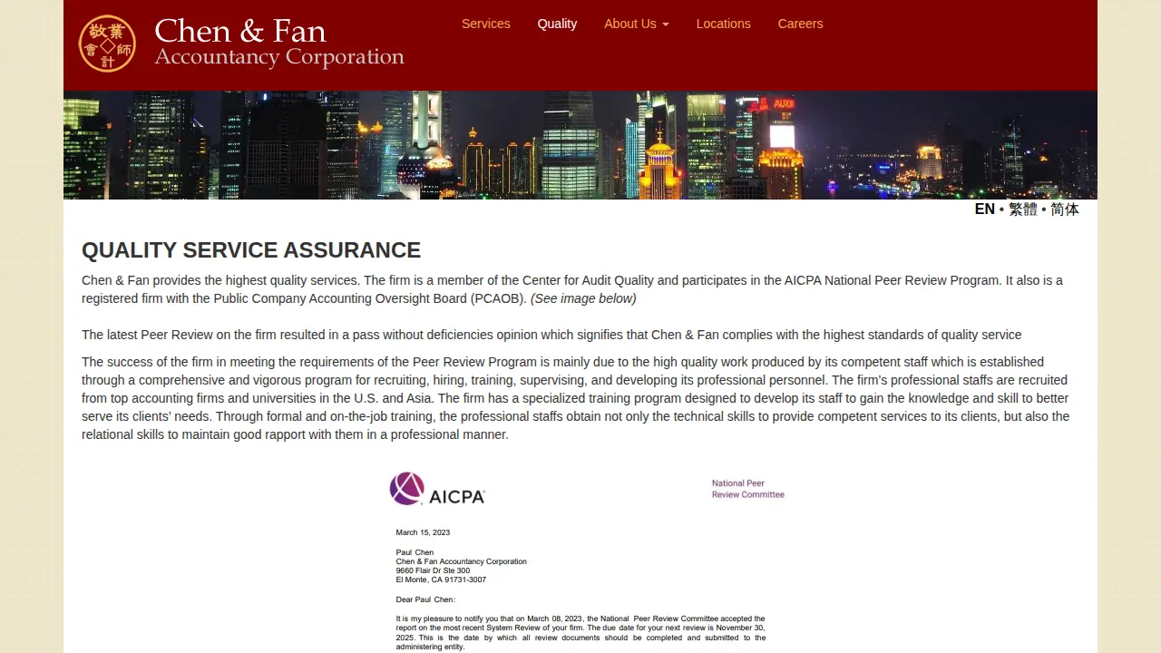 Chen & Fan Accountancy Corporation page