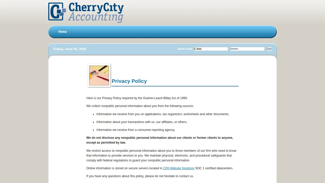 Cherry City Accounting page