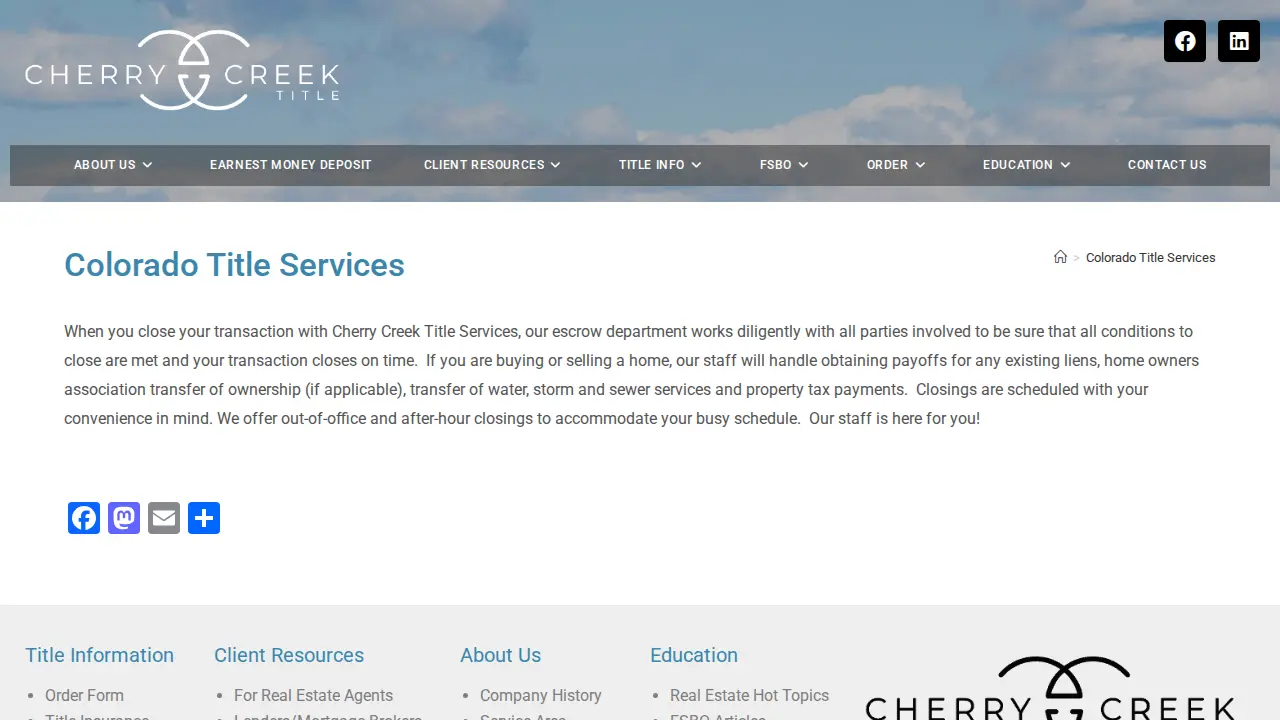 Cherry Creek Title Services, Inc. page