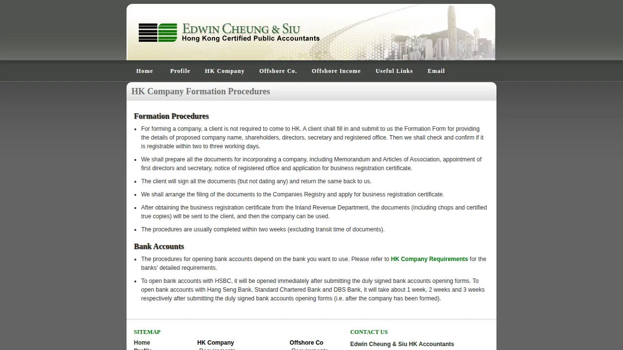 Edwin Cheung & Siu HK Accountants page