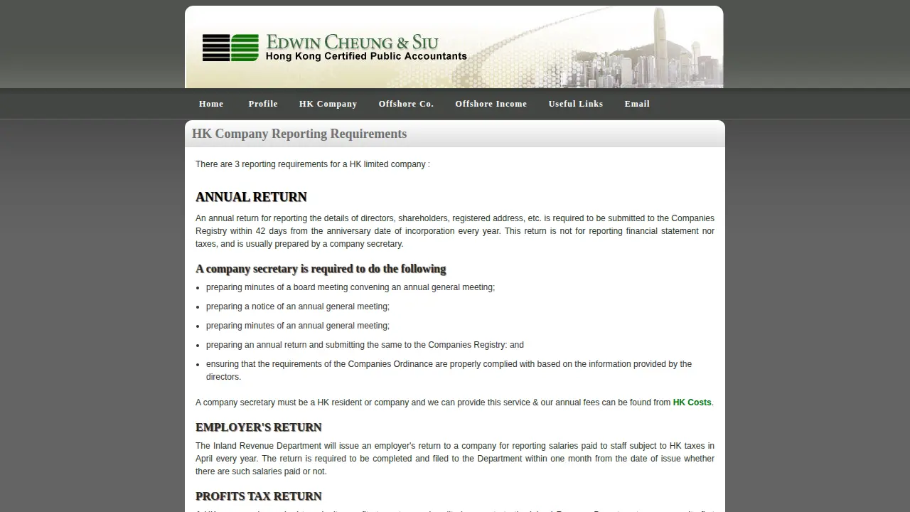 Edwin Cheung & Siu HK Accountants page