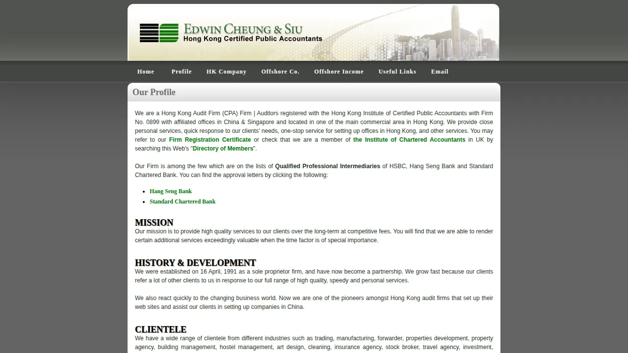 Edwin Cheung & Siu HK Accountants page