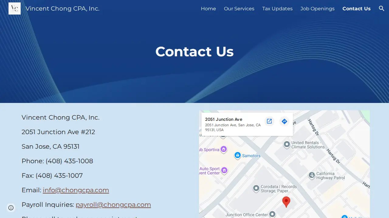 Vincent Chong CPA, Inc. page