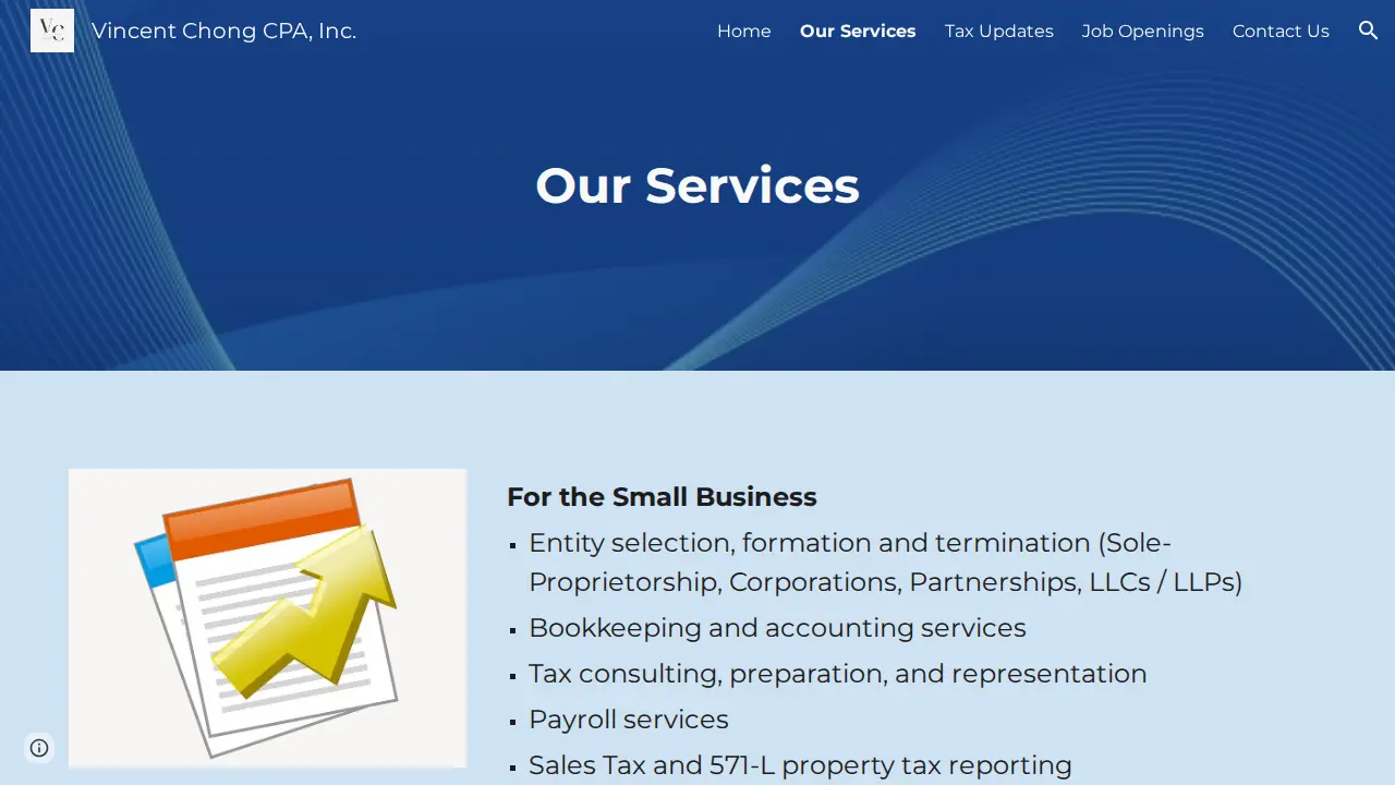 Vincent Chong CPA, Inc. page