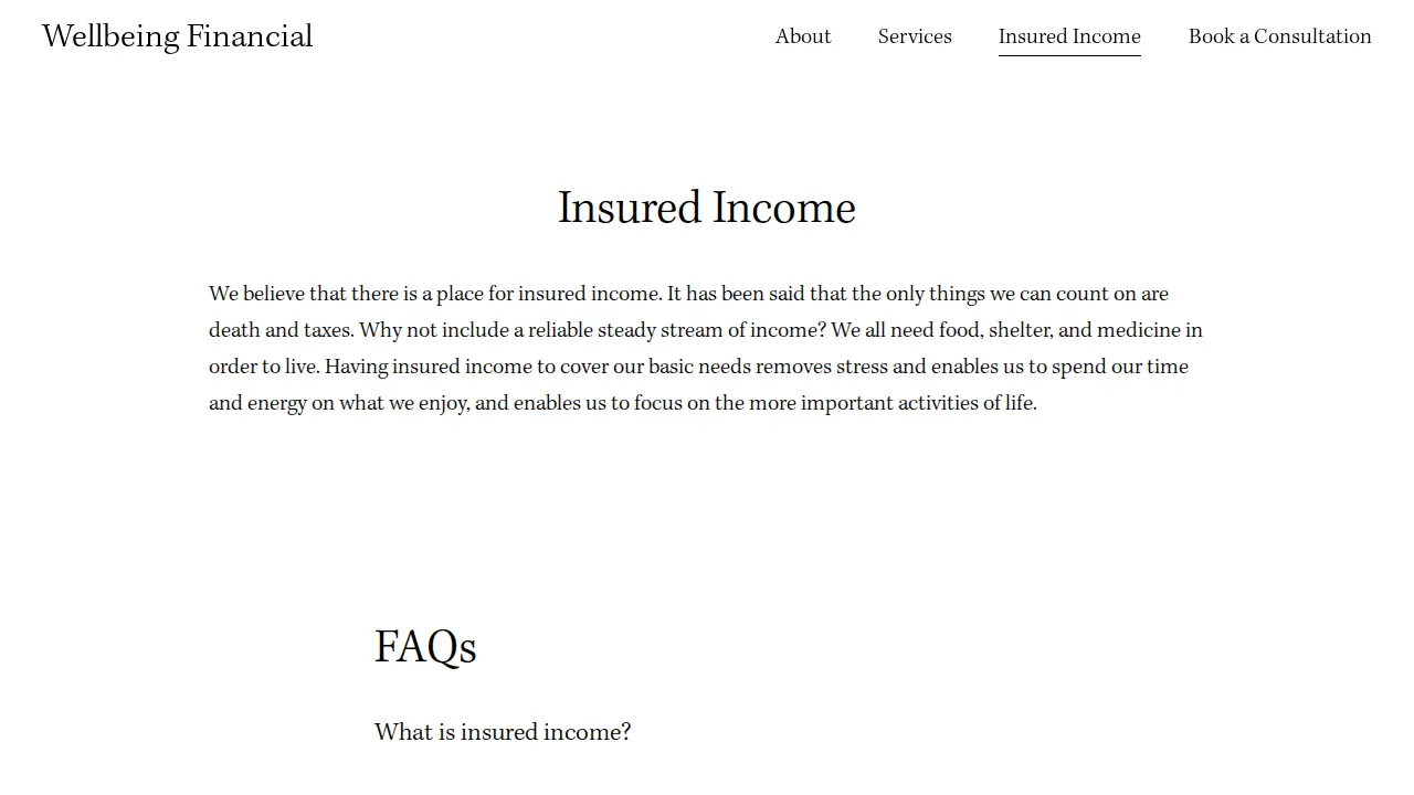 Wellbeing Financial page