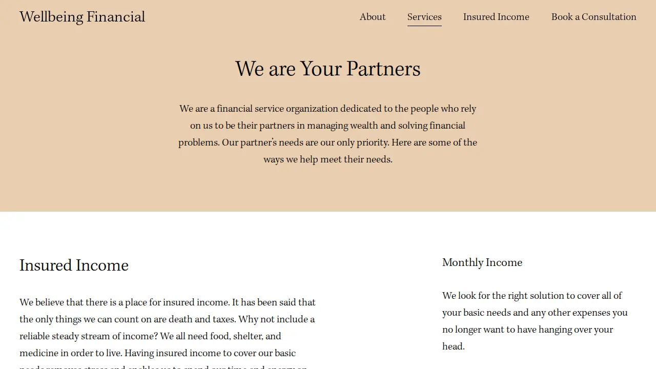 Wellbeing Financial page