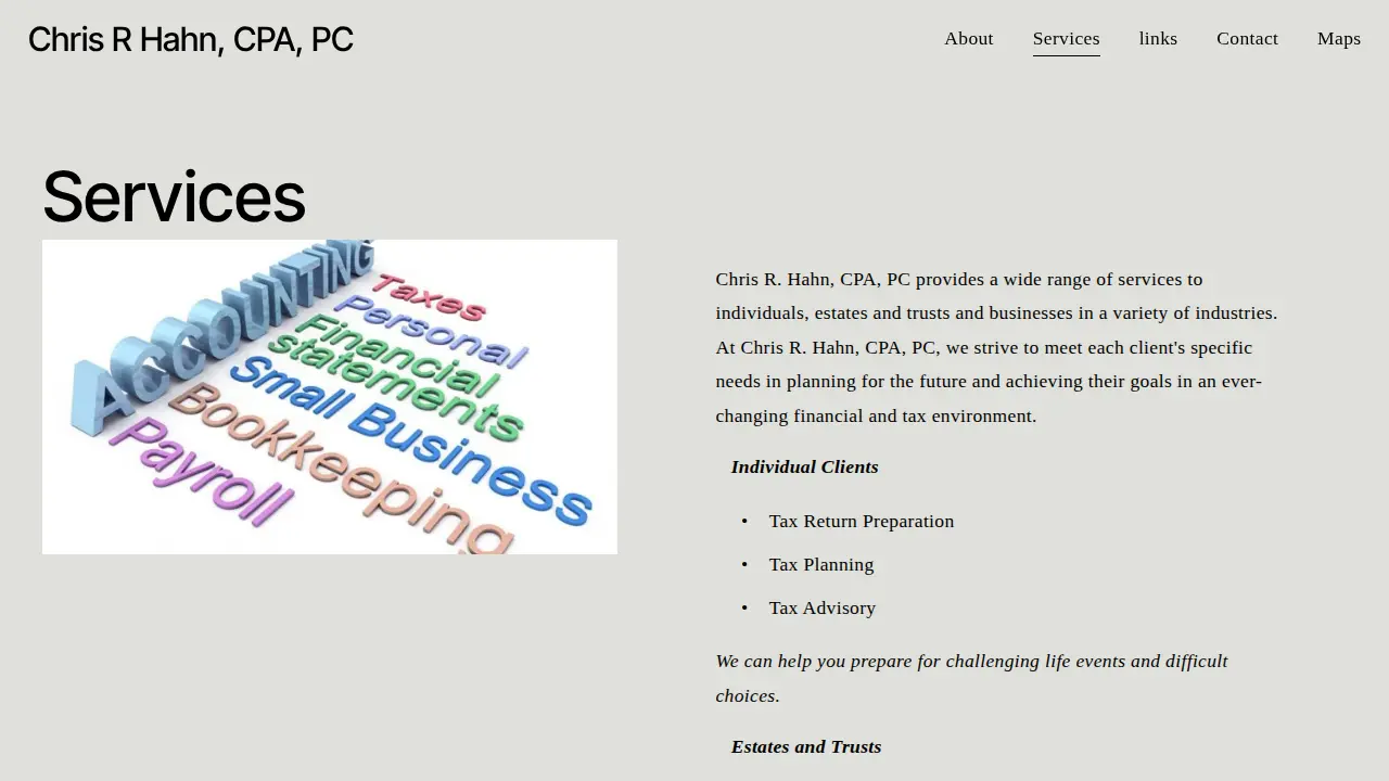 Chris R Hahn, CPA, PC page