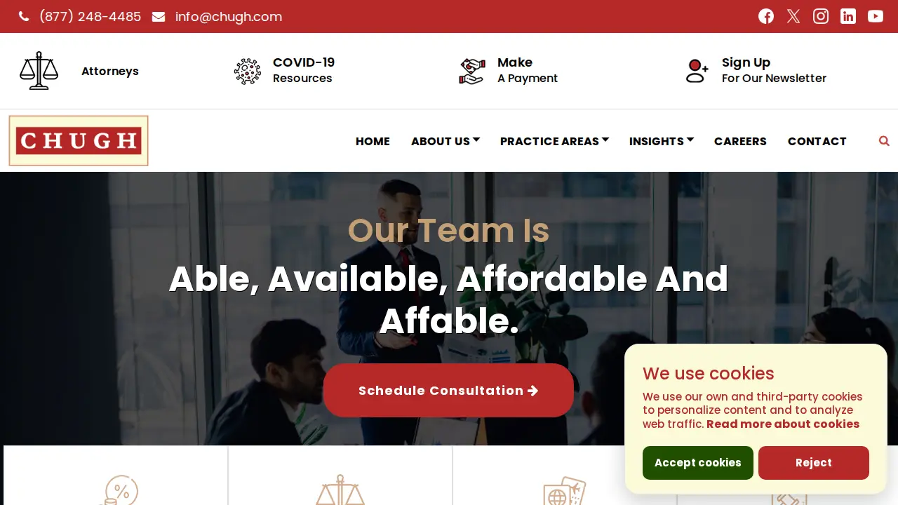 Chugh, LLP - Attorneys & CPAs website