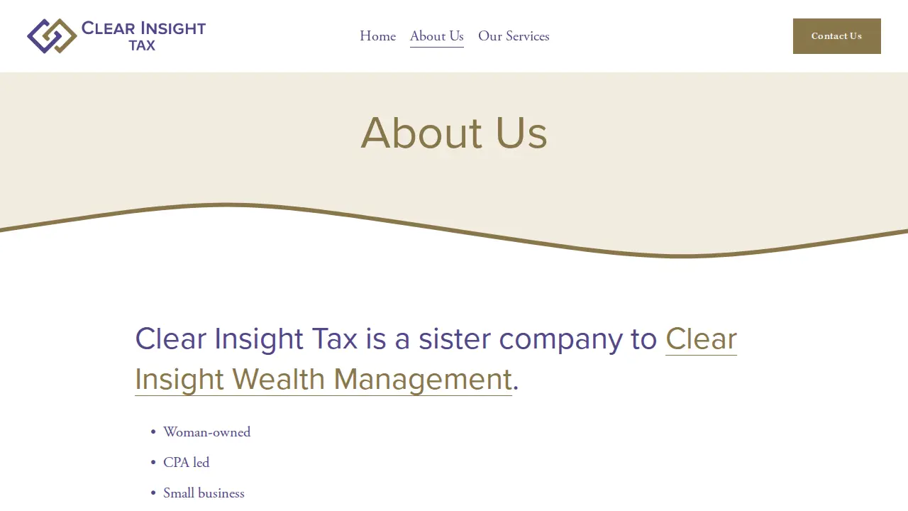 Clear Insight Tax page