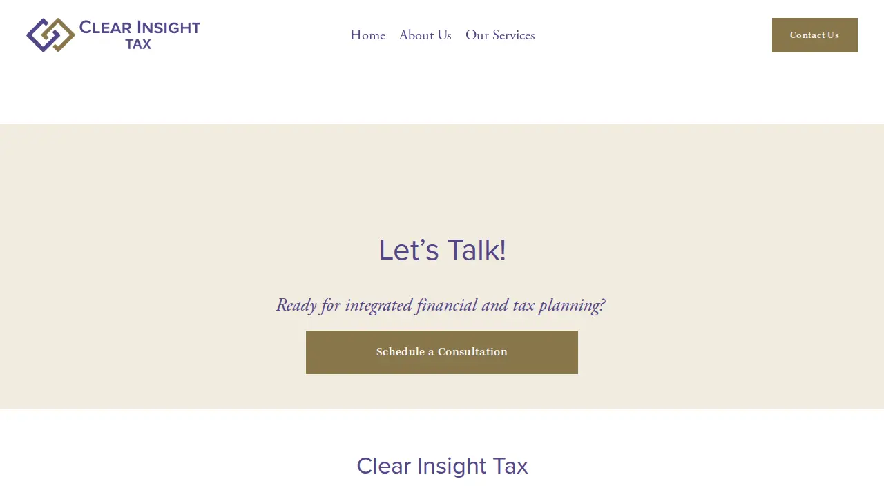 Clear Insight Tax page
