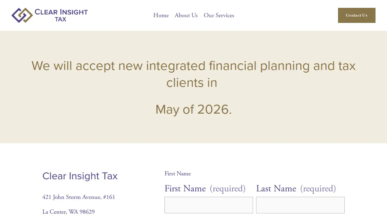 Clear Insight Tax page