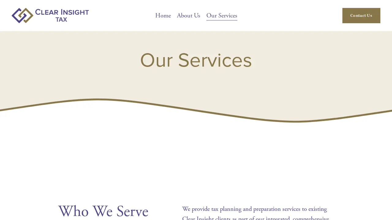 Clear Insight Tax page