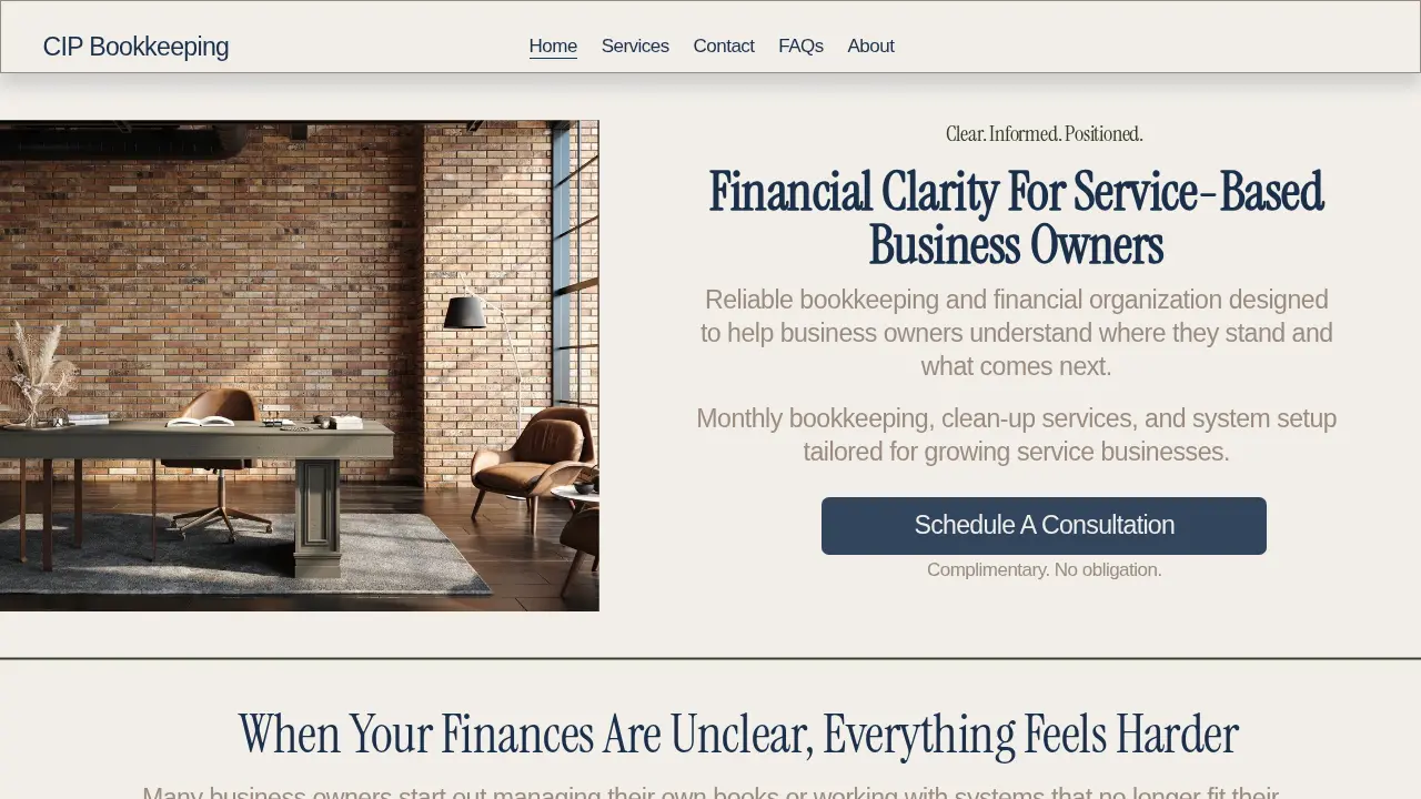 CIP Bookkeeping LLC website