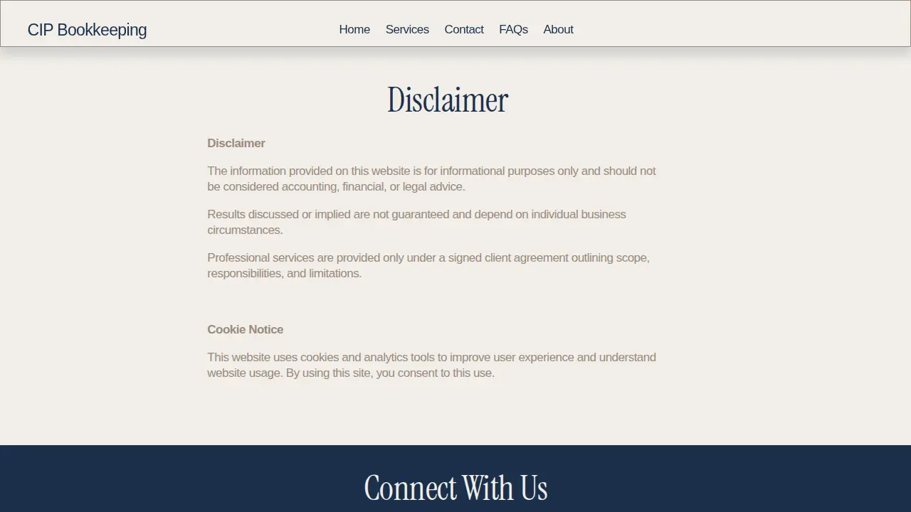 CIP Bookkeeping LLC page