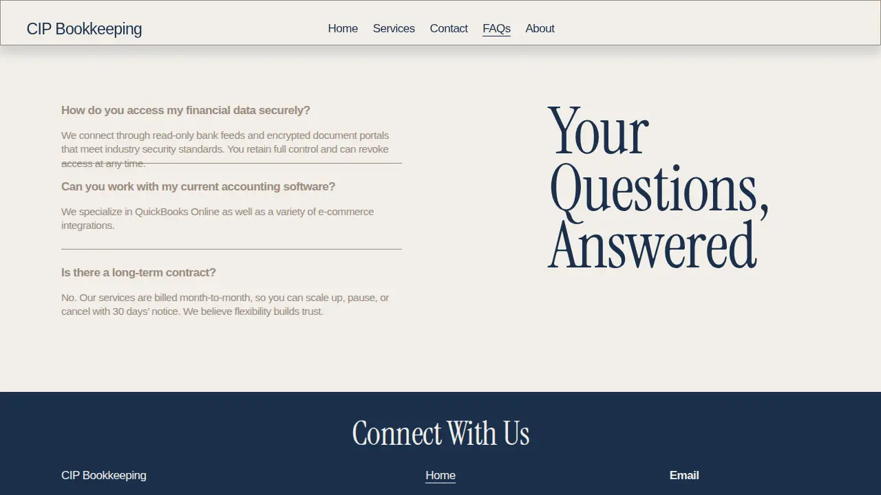 CIP Bookkeeping LLC page