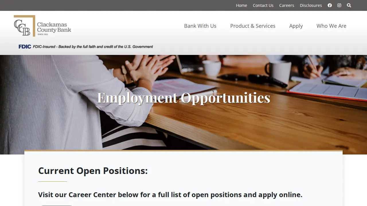 Clackamas County Bank page
