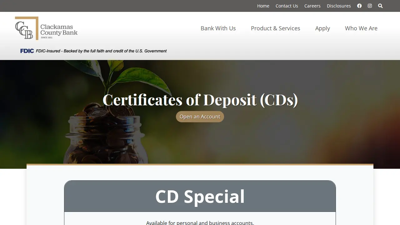 Clackamas County Bank page