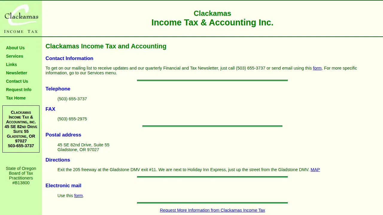 Clackamas Income Tax & Accounting Inc page
