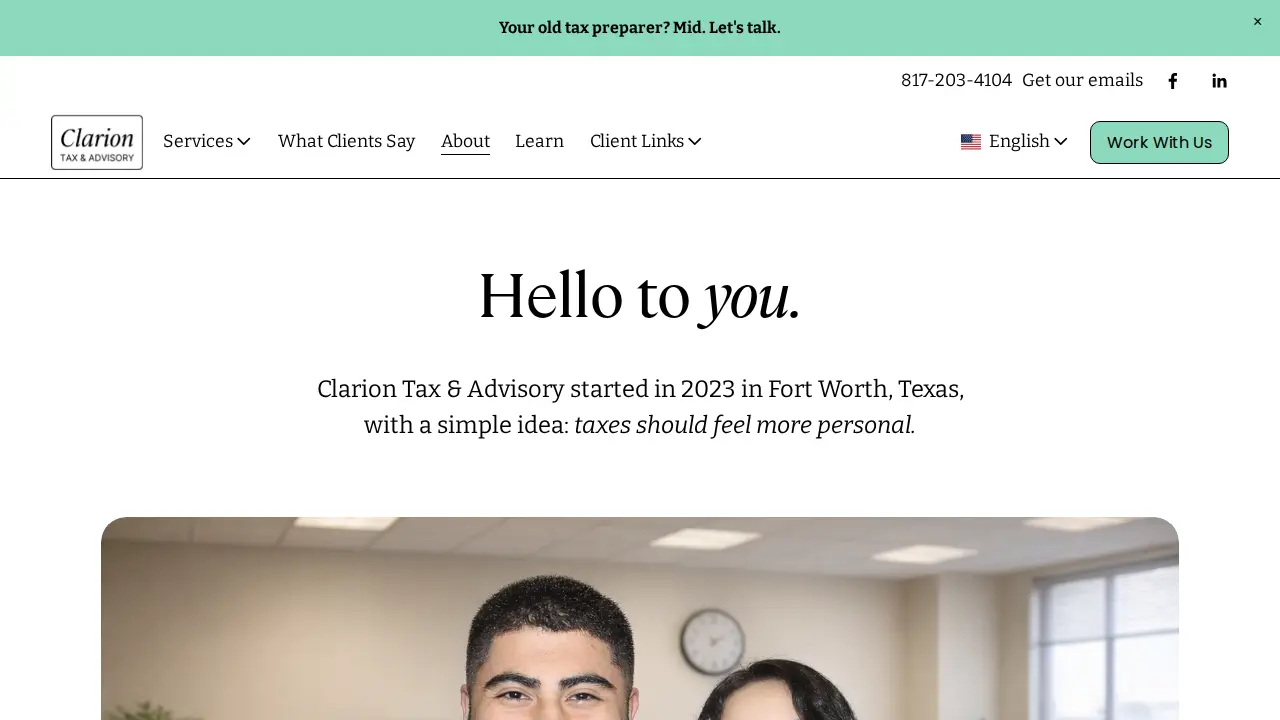 Clarion Tax & Advisory page