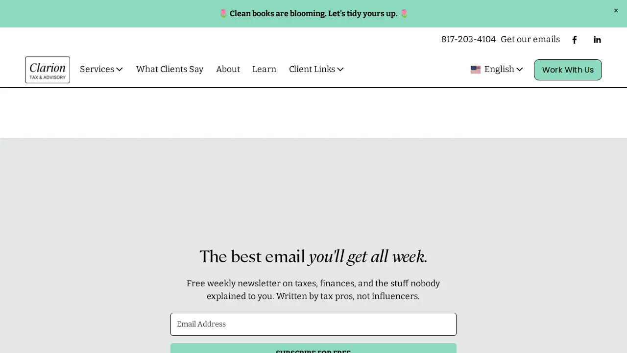 Clarion Tax & Advisory page