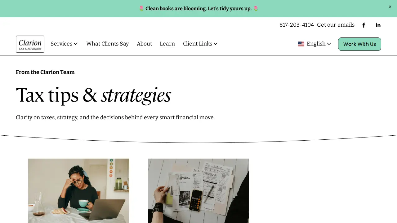 Clarion Tax & Advisory page