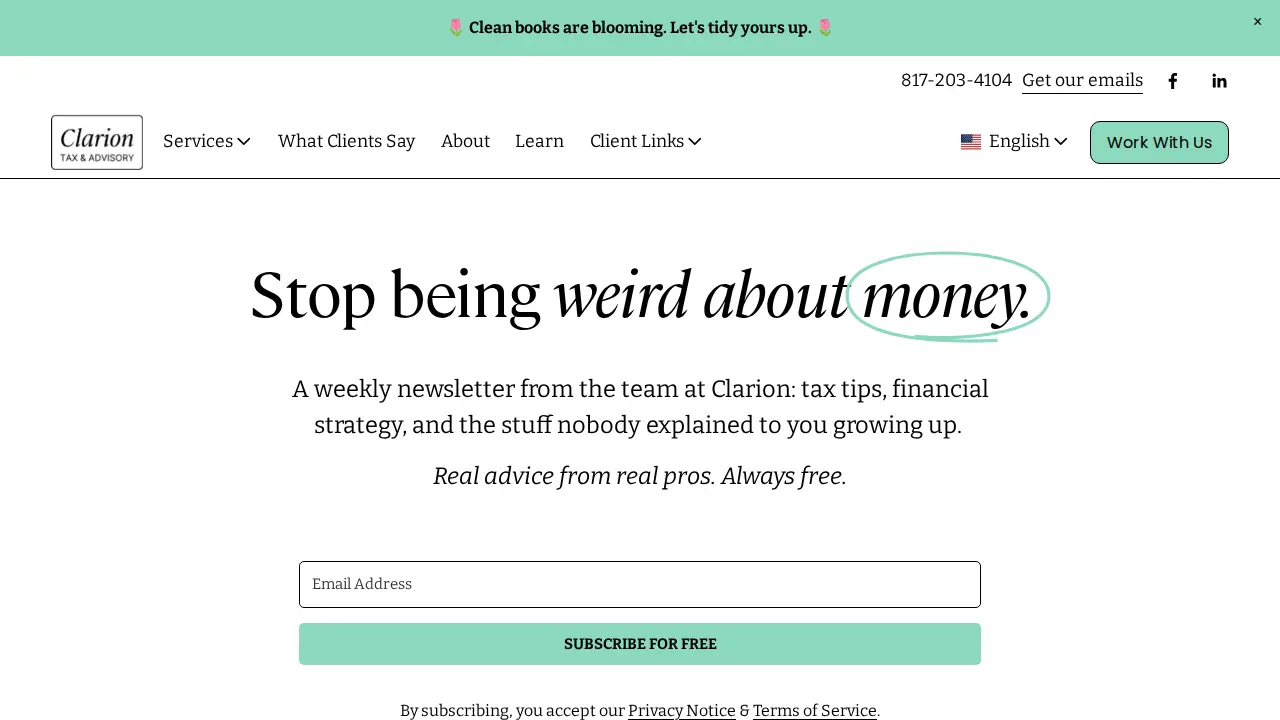 Clarion Tax & Advisory page