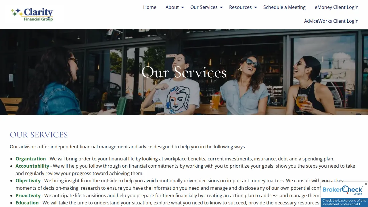 Clarity Financial Group page
