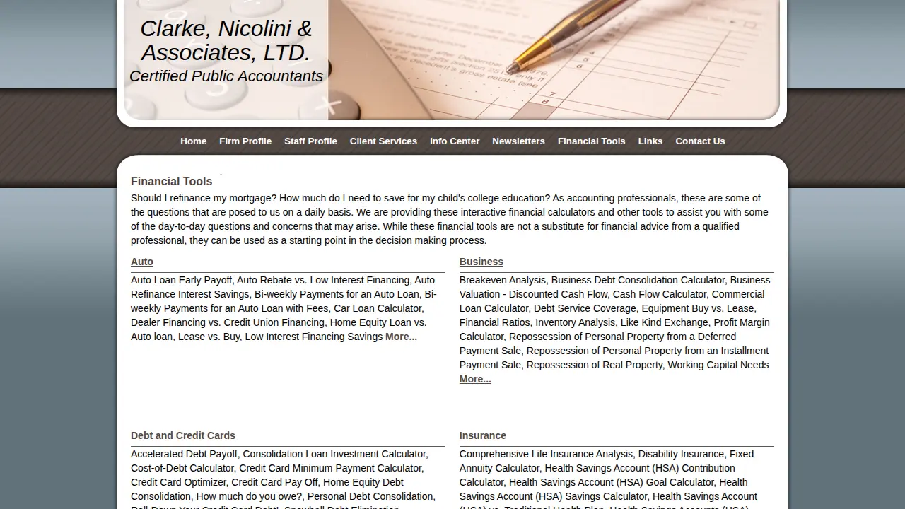 Clarke Nicolini & Associates page